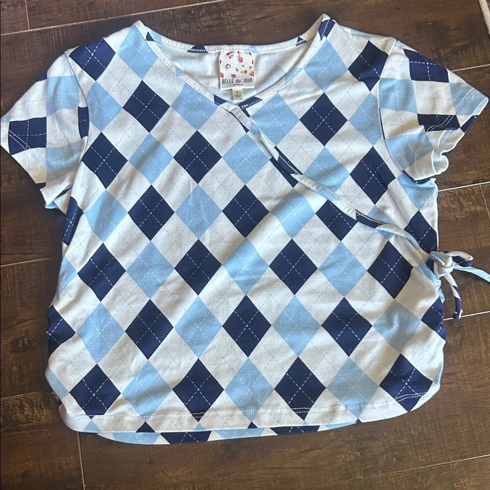 Girls Floral Smocked Pink top & Blue Argyle  Top - 2-Pack